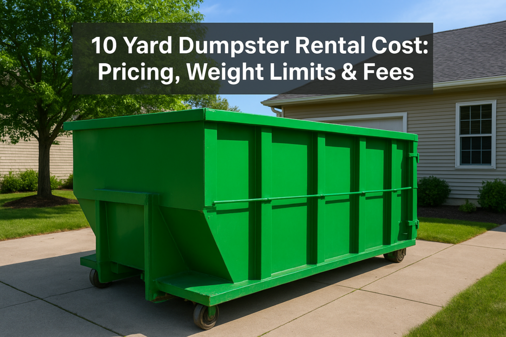 10 Yard Dumpster Rental Cost: Pricing, Weight Limits & Fees