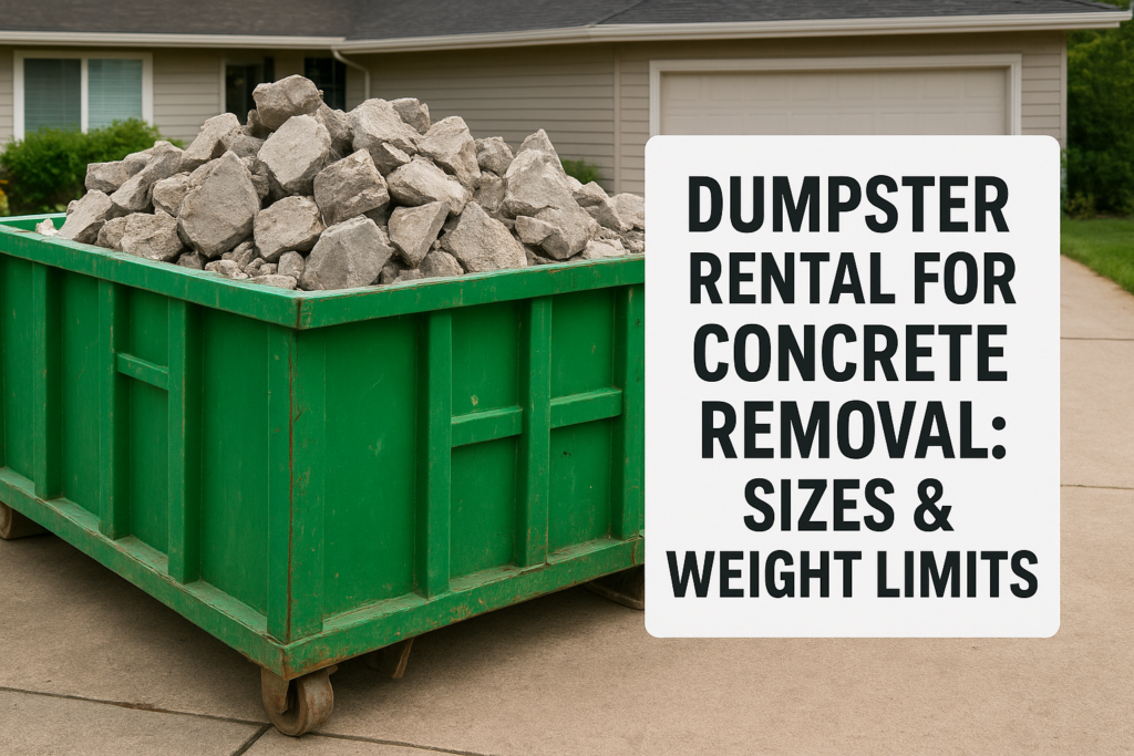 Dumpster Rental for Concrete Removal: Sizes & Weight Limits