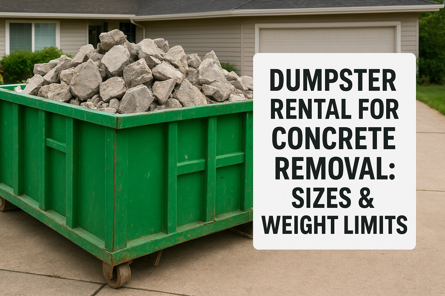 Dumpster Rental for Concrete Removal: Sizes & Weight Limits