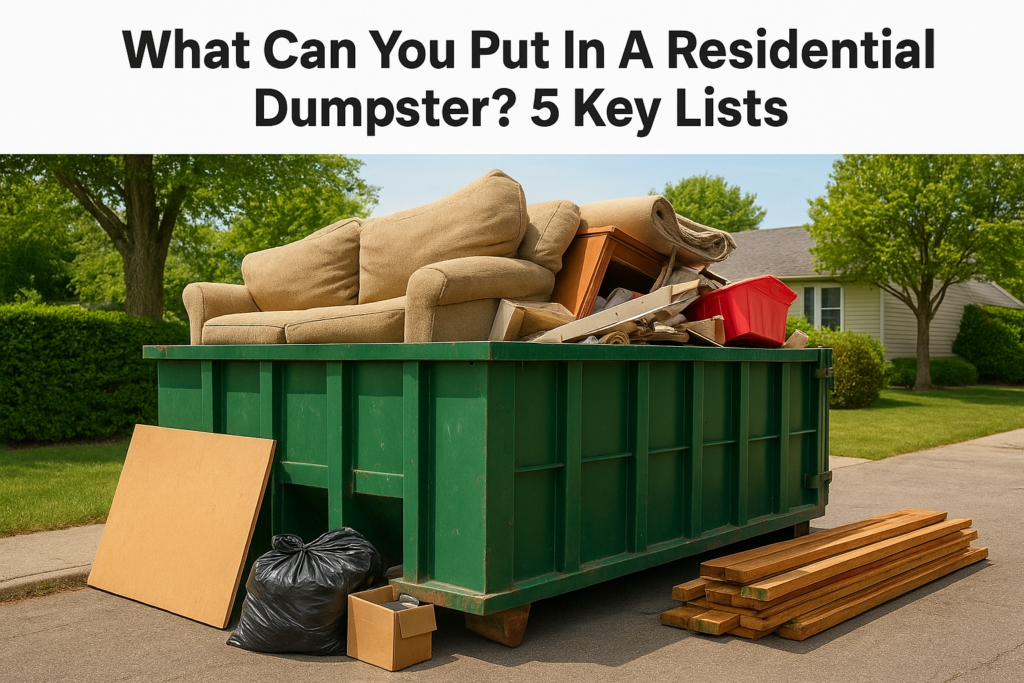 What Can You Put In A Residential Dumpster? 5 Key Lists