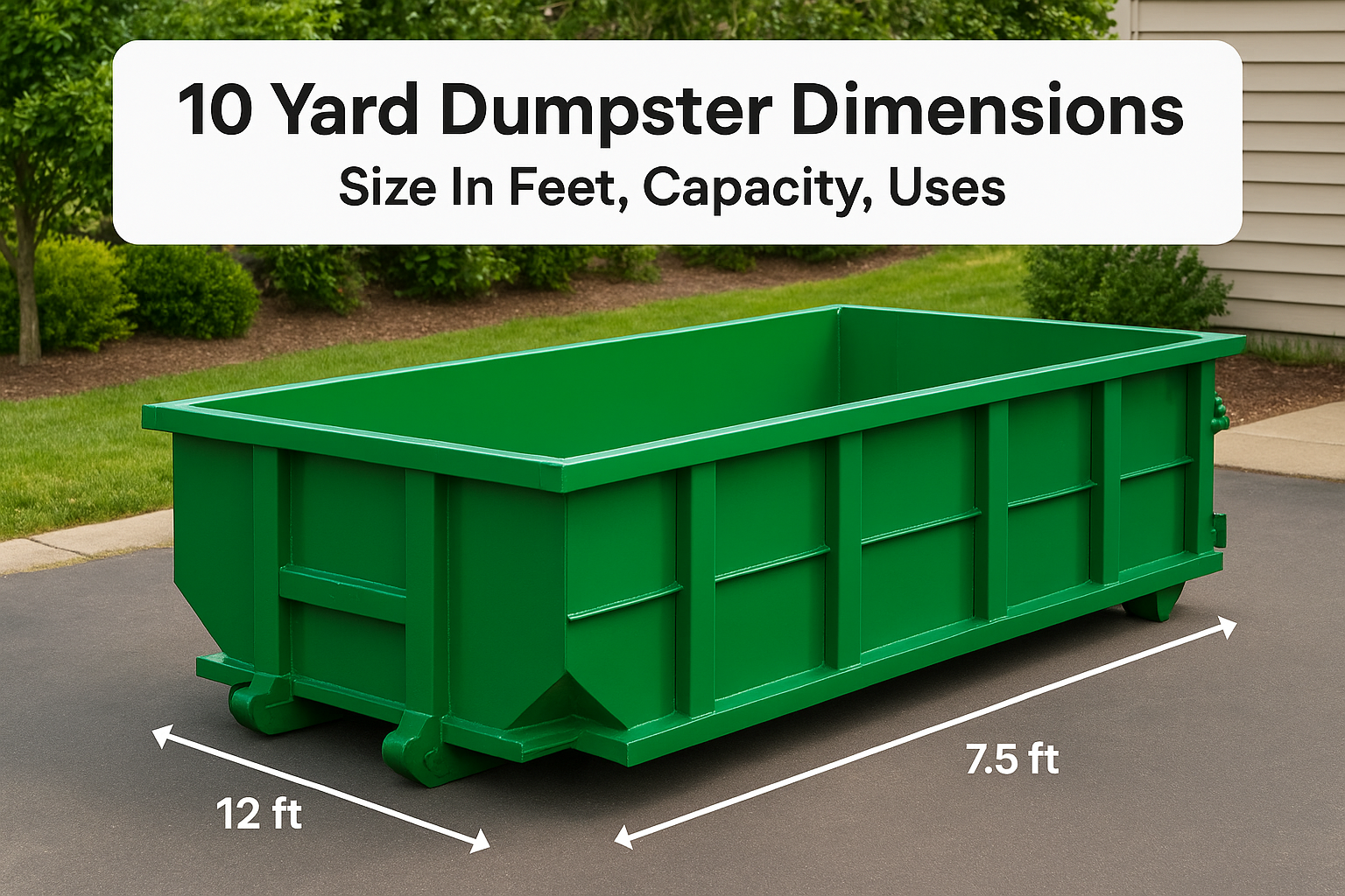 10 Yard Dumpster Dimensions: Size In Feet, Capacity, Uses