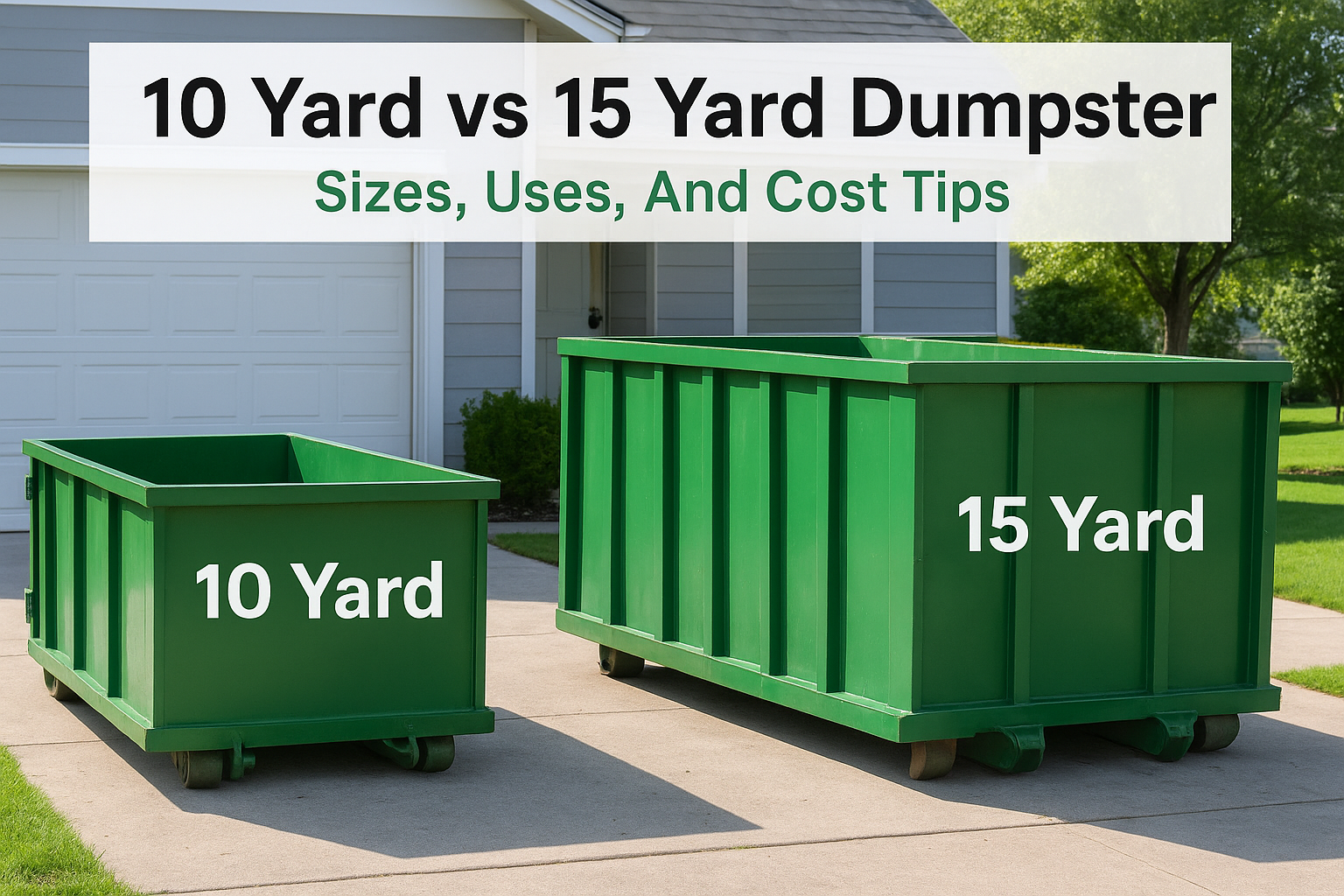 10 Yard vs 15 Yard Dumpster: Sizes, Uses, And Cost Tips