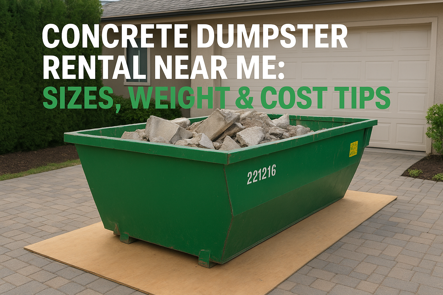 Concrete Dumpster Rental Near Me: Sizes, Weight & Cost Tips