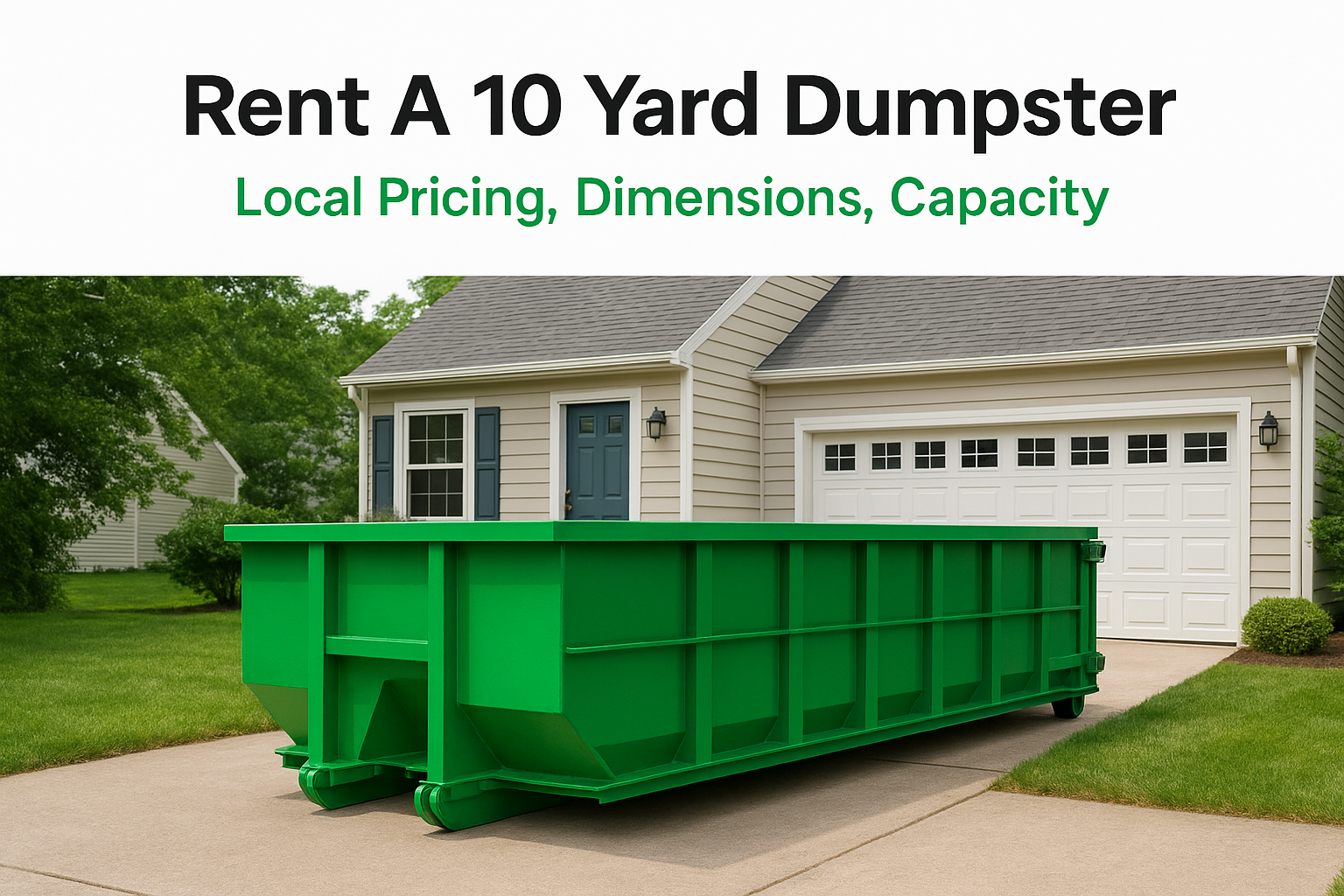 Rent A 10 Yard Dumpster: Local Pricing, Dimensions, Capacity